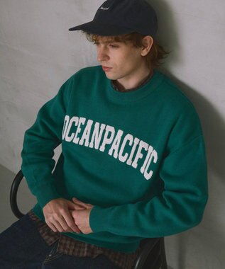 OP／FILA 【ocean pacific】サガラ刺しゅうロゴクルーニット/メンズ
