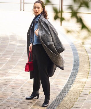 23区 【Oggi2月号掲載/新色追加】TRストレッチギャバ テーパードパンツ ブラック系