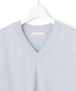 ICB クリアレーヨンストレッチ Vネックニット スモーキーサックス