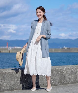 Tiaclasse L 【新色追加・UVケア・接触冷感】ロングトッパーカーディガン サックス