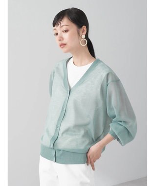 earth music&ecology ファンシーラメＶネックカーディガン Mint Green