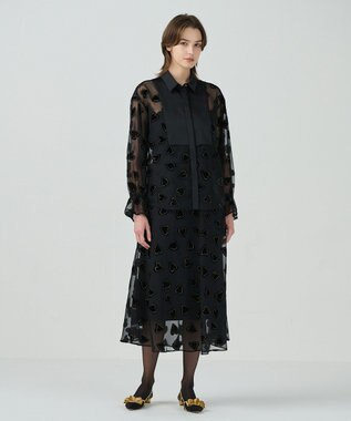 GRACE CONTINENTAL ハートオパールコンビシャツ ブラック