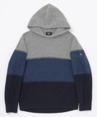 JOSEPH ABBOUD MOUNTAIN 【イタリア糸使用/軽量】パネルボーダー ニットパーカー ネイビー系2