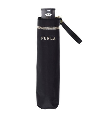 MOONBAT FURLA(フルラ) 晴雨兼用日傘 折りたたみ傘 ジッパー刺繍 1級遮光 遮熱 UV ブラック