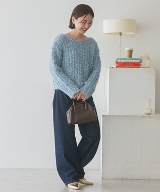 AMERICAN HOLIC リボンヤーンニットプルオーバー Grayish Blue