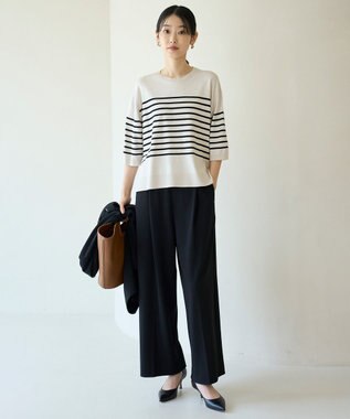 UNFILO 【11サイズ展開】 BEAUTY MOVE タックワイドパンツ ブラック