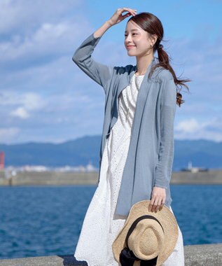 Tiaclasse L 【新色追加・UVケア・接触冷感】ロングトッパーカーディガン サックス