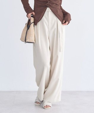 earth music&ecology 【セットアップ対応】アソートツータックベルトパンツ エクリュ