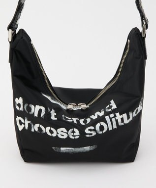 russet ステンシル風プリント ナイロン2WAYミニショルダーバッグ(SF-270) Black