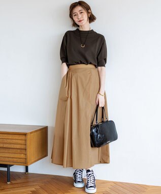 23区 【洗える/吊り干しOK】ヴィスコースストレッチ パフスリーブ ニット ブラウン系