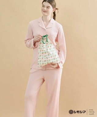 une nana cool MADE WITH シモジマ 【綿100%】開襟ワッフルパジャマ ピンク