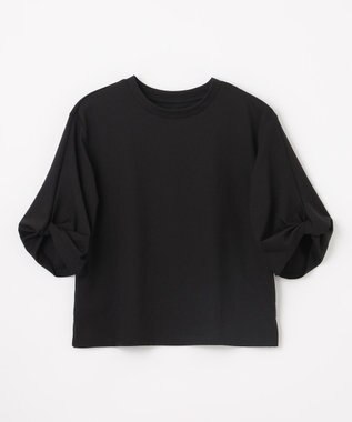 ANY ツイストスリーブボーダートップス ブラック系