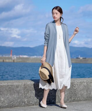 Tiaclasse L 【新色追加・UVケア・接触冷感】ロングトッパーカーディガン サックス