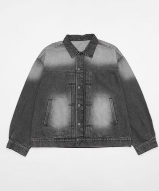 WEGO 【ユニセックス着用ITEM/MLサイズ展開】ヴィンテージライクBIGデニムジャケット デニムブラックソノタ