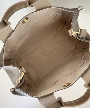 Hekhèr Le Style de Vie 【日本製 / A4サイズ対応 / 2WAY】PUコートコットンキャンバス トートバッグ large グレージュ