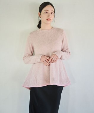 #Newans 【洗える】フレアシルエットチュニックニット ピンク系