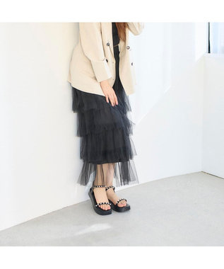 MODE ET JACOMO <noyau>パールデザイン厚底スポーツサンダル ブラック