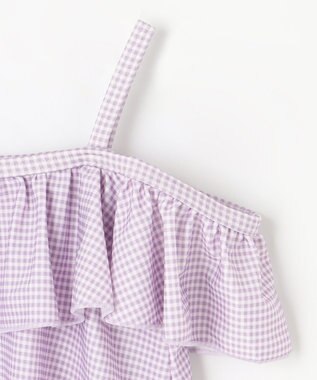 ANY KIDS ギンガムチェック×花柄セパレート水着 ラベンダーギンガム×花柄
