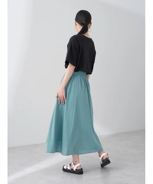 earth music&ecology ギャザーフレアスカート Blue