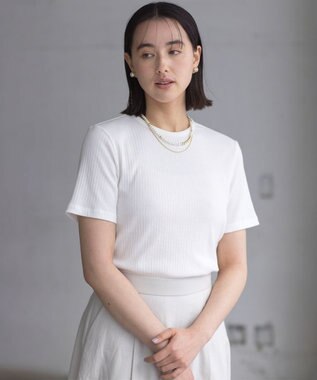 組曲 ベーシックリブ Tシャツ アイボリー系