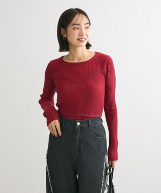 Green Parks ・ＡＮＤＳＥＡＲＣＨ　リブフェイクレイヤードニット Bordeaux