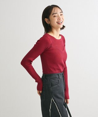 Green Parks ・ＡＮＤＳＥＡＲＣＨ　リブフェイクレイヤードニット Bordeaux