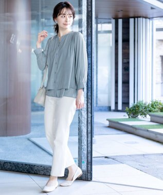 Tiaclasse 【新色追加・洗える】重ねヘムタックブラウス サックス