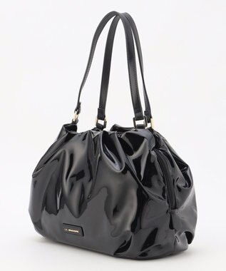 LA BAGAGERIE ソフトエナメル2WAYハンドバッグ Mサイズ ブラック