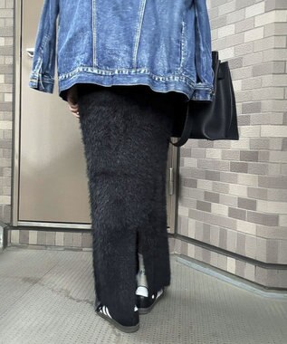 Green Parks シャギーニットスカート Black