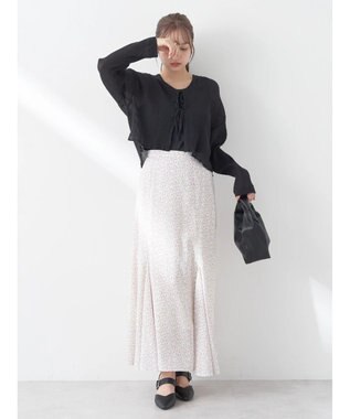 earth music&ecology ＳＥＴ２点クレープリボンブラウス＋インナー Black