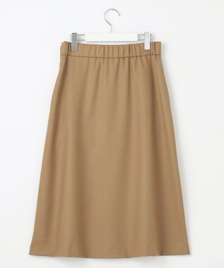 自由区 【洗える】ウォッシャブルハイカウントフラノ タックスカート キャメル系
