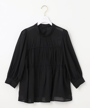 ANY SIS 【洗える】シャーリングシアー ブラウス ブラック