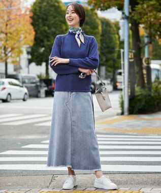 自由区 【XSサイズ～/洗える】USUKARU DENIM スカート ライトインディゴバイカラー