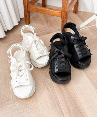 WEGO 厚底レースアップリボンスポサン ブラック