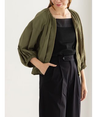 Te chichi タックギャザーボリュームポンチョブルゾン カーキ