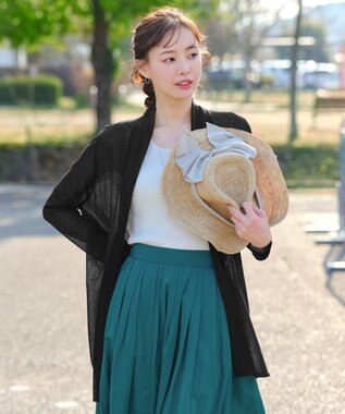 Tiaclasse L 【新色追加・UVケア・接触冷感】ロングトッパーカーディガン ブラック