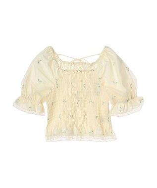 earth music&ecology フラワー刺繍ブラウス White