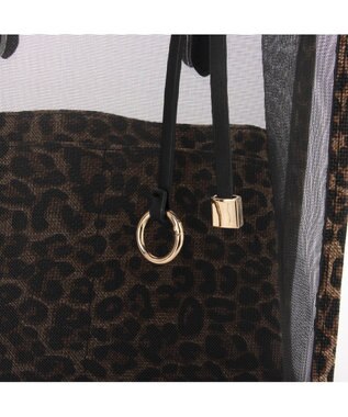 UNBILLION cachecache ポーチ付き柄パイピングメッシュトートバッグ ブラック