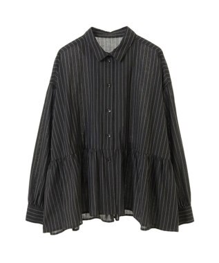 CRAFT STANDARD BOUTIQUE ペプラムブラウス（長袖） Stripe Black