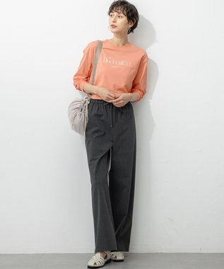 23区 【洗える】ロゴプリント コットン Tシャツ ライトオレンジ系