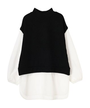 Green Parks ニットソードッキングチュニック Black