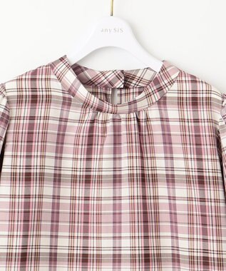 ANY SIS S 【洗える】ソフトチェック ブラウス ピンク系