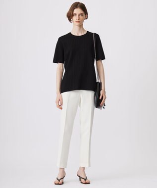 ICB 【洗える】 ストライプパターン ニットトップス ブラック系