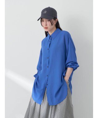 earth music&ecology シアーボーイズライクシャツ Royal Blue