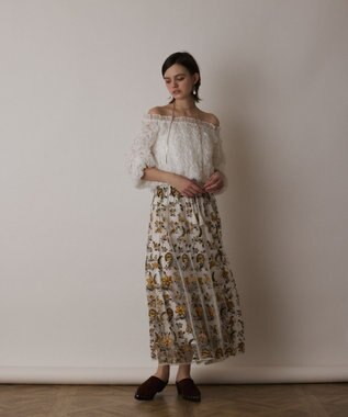 GRACE CONTINENTAL シャーリングトップ ホワイト