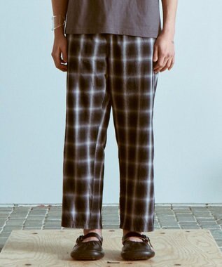 WEGO 【ウエストゴム】オンブレチェックイージーパンツ ブラックチェック1