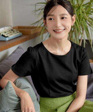 Tiaclasse 【UVカット・吸水速乾】 “きれい見え” パネルラインカットソートップス ブラック