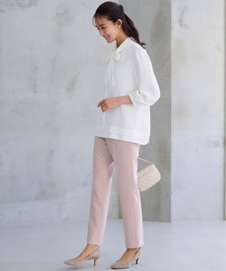 組曲 L 【KUMIKYOKU NAVY】ジョーゼットシフォン2WAY ボウタイブラウス パールホワイト系