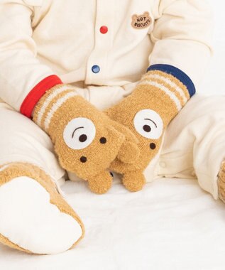 MIKI HOUSE HOT BISCUITS 【1-5歳】 くまのお顔 マシュマロニット ミトン