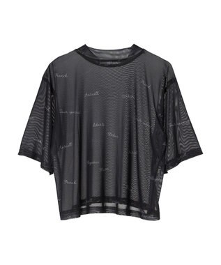 Green Parks ロゴ入りチュールトップス Black